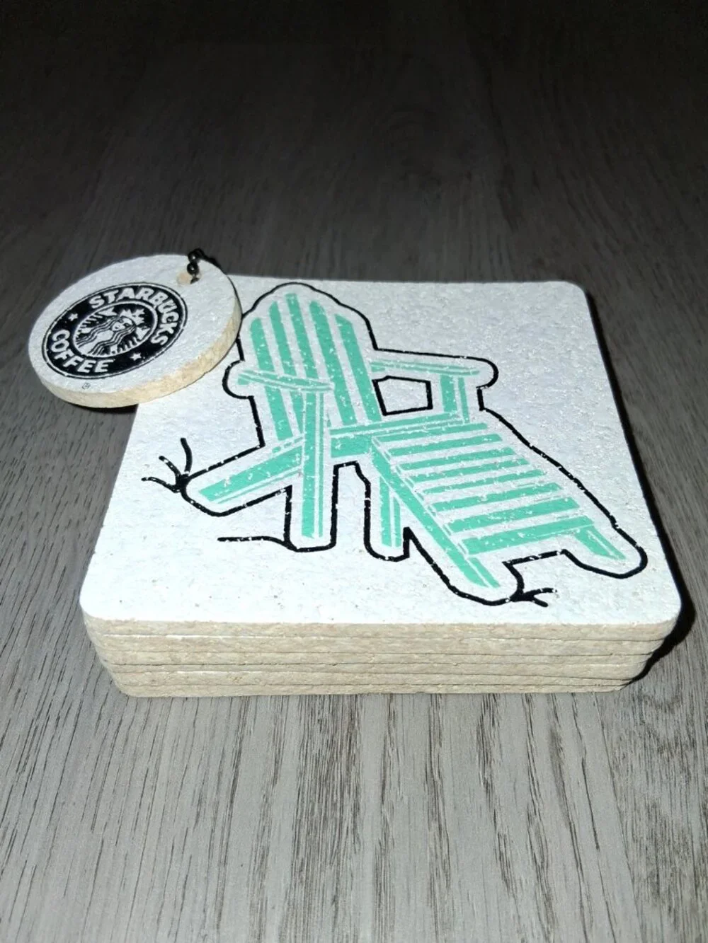 Vintage 1999 Starbucks USA Cork Coasters Set of 6 Tropical Beach Summer Coastal